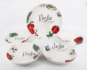 5 pcs country side style 11&quot; pasta plate sets with cut