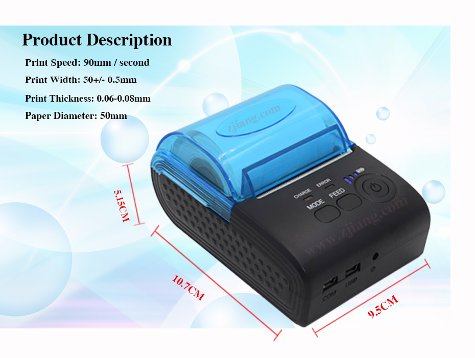 ZJ-5805 58mm小型携帯用BTのサーマル プリンター人間の特徴をもつIOSのサーマル プリンター