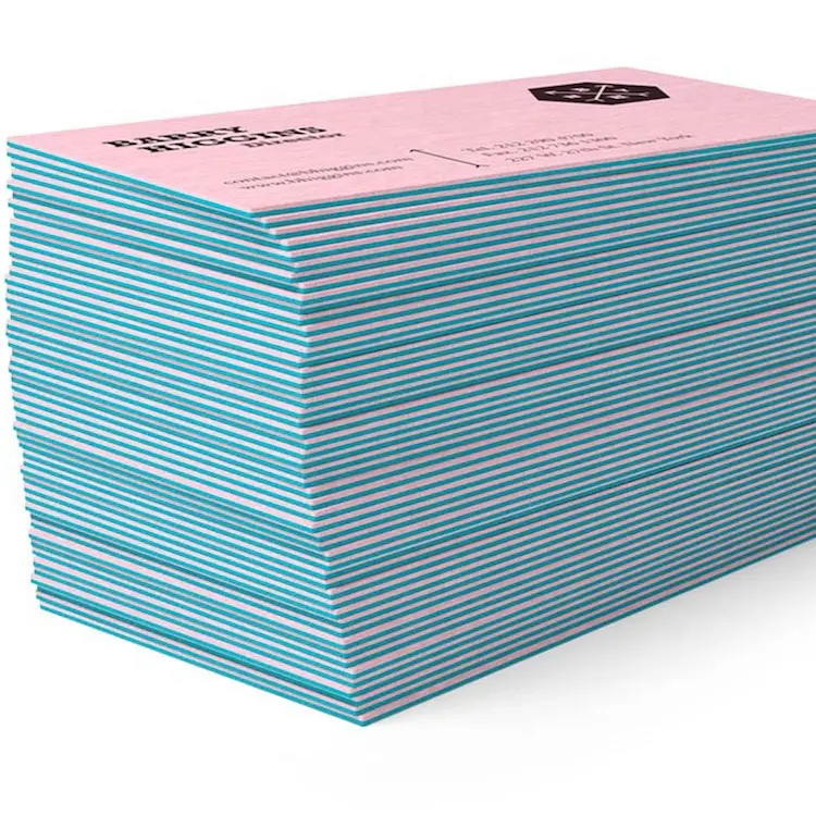 Lüks özel boyama kenar kalın kabartma tipo pamuklu kağıt ucuz kartvizit baskı