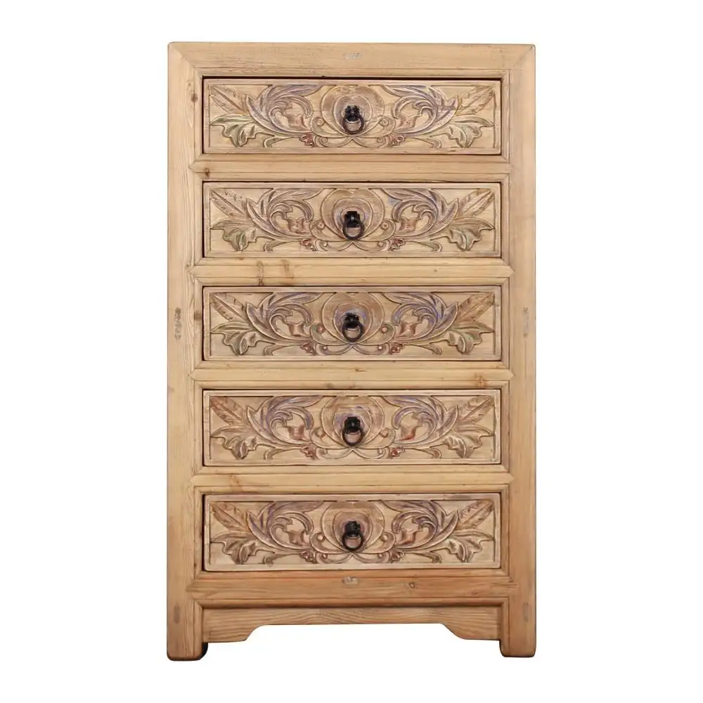 natural color carved chinese antique style living room sideboard