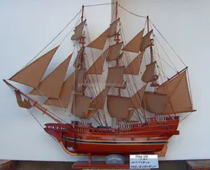 Barco Pirata de madera modelo "GALLEON", 100x17x80cm, modelo artesanal de Gunboat, modelo de barco de vela de madera modelo de barco de guerra, modelo de barco replic