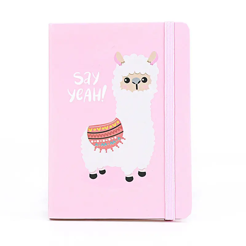 Zopresente capa dura artesanal caderno, llama impresso bonito escola rosa caderno