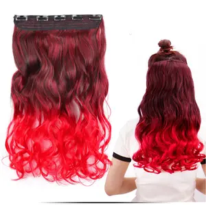 22 inches Synthetic 5 Clips in Hair Extensions Body wave Natural Hair False Hair Piece Extensions For Women Girl