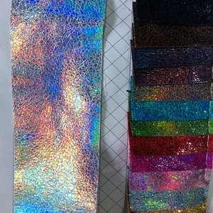 different emboss design holographic leather and fabric for fashion making