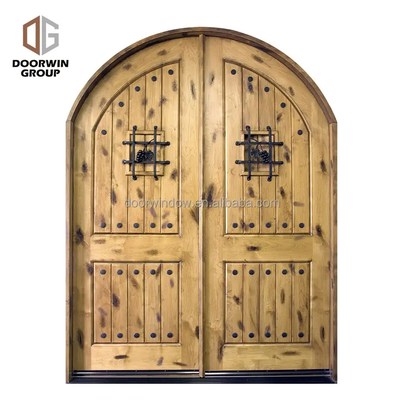Doorwin American Hot Sale House Gate Arched Round Top Designs Main Entrance Interior Solid Wood French Doors