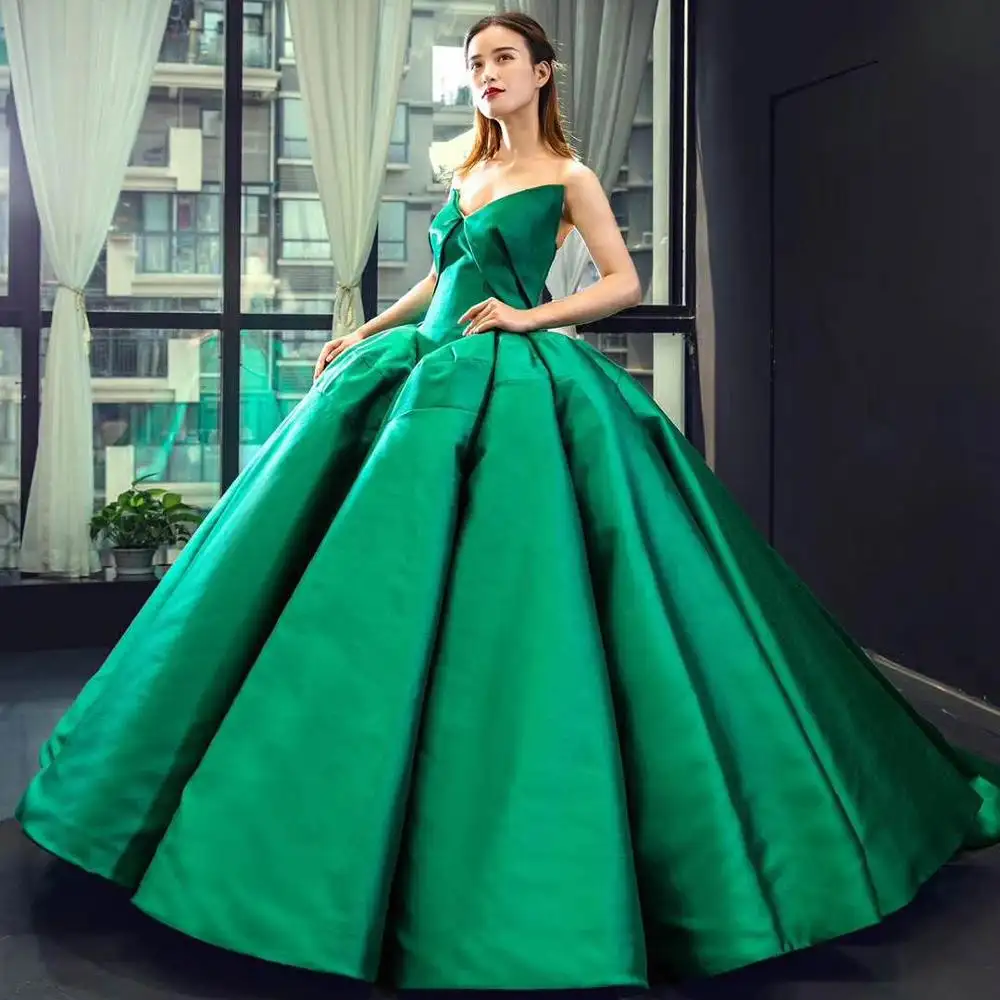 Jancember RSM66858 green ladies long evening party wear gown sexy girls guangzhou evening dress