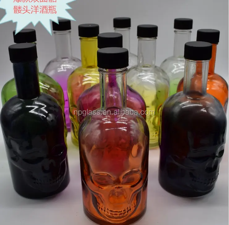 SGS透明ガラス瓶スカルアルコール500ml 300ml