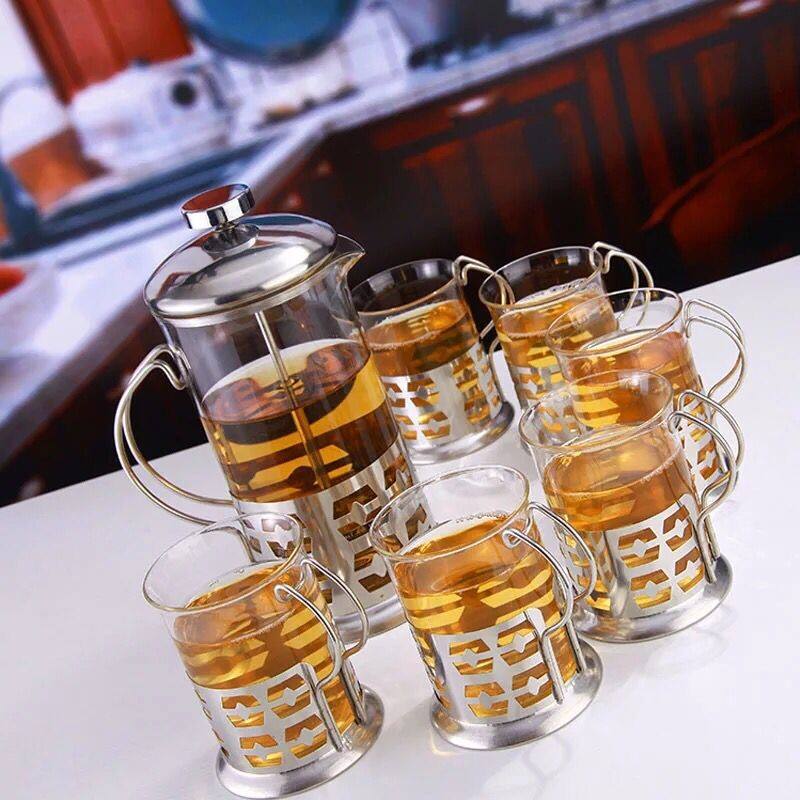 Wholesale Borosilicate Glass Coffee Maker French Press coffee plunger set with stainless holder