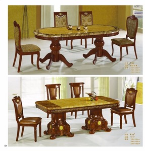 Luxe classique style marbre comptoir table à manger ensemble pour villa - Product Image 5