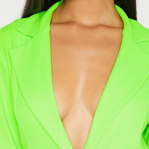 Neon <span class=keywords><strong>verde</strong></span> manica lunga scollo a v moda blazer <span class=keywords><strong>Mini</strong></span> <span class=keywords><strong>abito</strong></span> Casual donna abiti da ufficio - Product Image 3