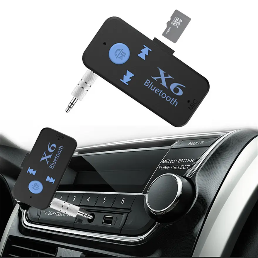 X6 BT5.0 EDR Bluetooth 5.0 Aux Audio Receiver Adapter 3.5mm Handsfree Car Kit TF Card Play A2DP Mp3 Music Receiver