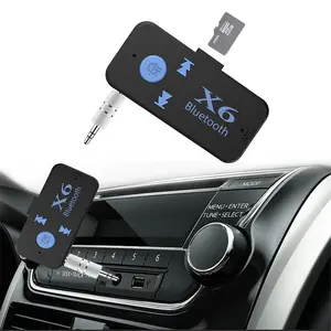 X6 BT5.0 EDR Bluetooth 5.0 Aux ses alıcı adaptörü 3.5mm Handsfree araç kiti TF kart oynamak A2DP Mp3 müzik alıcısı