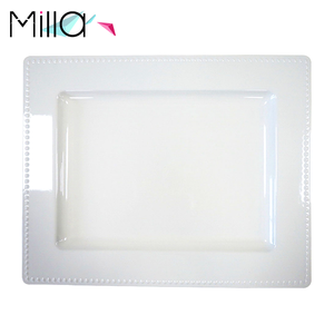 <span class=keywords><strong>Assiette</strong></span> de présentation rectangulaire en <span class=keywords><strong>plastique</strong></span> perlé pour mariages, vaisselle et plats - Product Image 3