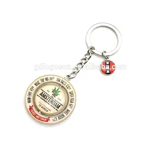מותאם אישית לוגו מחזיקי מפתחות הולנד Amesterdam מזכרות עגול ספינינג Keychain הולנד מחזיקי מפתחות