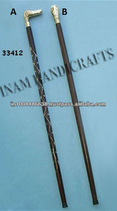 Bastón de diseño de palisandro indio con incrustaciones de latón y mango de latón - Product Image 2