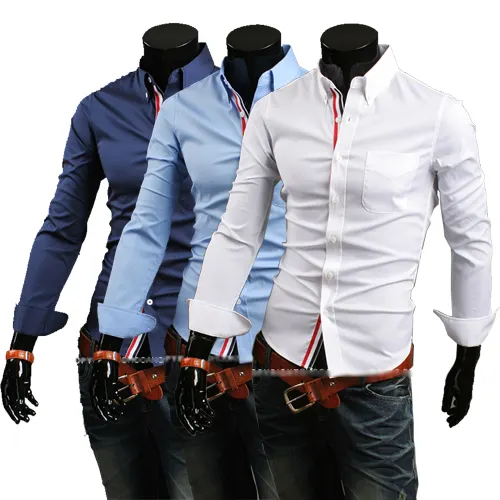 Hot Sale Summer Mens Solid Color Long Sleeve Shirt