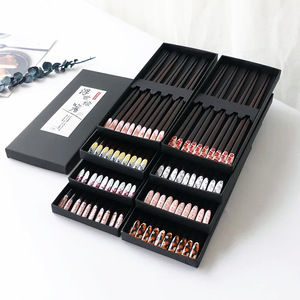 Baguettes 5 paires et boîte cadeau, lavables au lave-vaisselle, japonaises, réutilisables, noires, baguettes de beauté, fleurs, chinoises, coréennes, <span class=keywords><strong>sushi</strong></span>, sashimi - Product Image 4