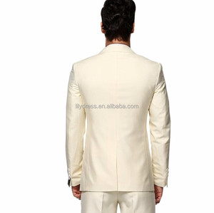 Traje de Moda Color Marfil (Chaqueta+Pantalones+Chaleco), <span class=keywords><strong>Trajes</strong></span> Personalizados de Color Sólido con Pedrerí<span class=keywords><strong>a</strong></span>, Traje de Boda para Hombre, Traje Bordado de Tres Piezas, Esmoquin - Product Image 3