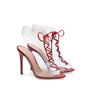 Commercio all'ingrosso Delle Donne Pattini di Vestito Sexy Tacchi A Spillo 2018 Estate <span class=keywords><strong>Scarpe</strong></span> IN PVC di Alta Sandali <span class=keywords><strong>Tacco</strong></span> Peep toe Lace up <span class=keywords><strong>Trasparente</strong></span> Chanel - Product Image 2
