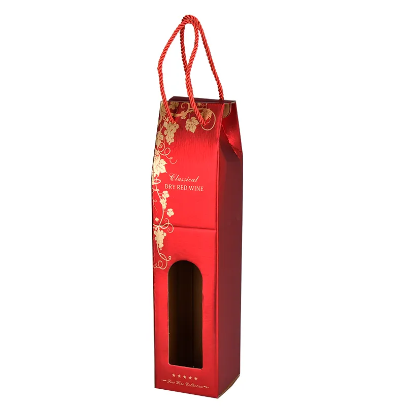 Оригинальная бумажная сумка-переноска для красного вина, 1 бутылка, Подарочный пакет, оптовая продажа, дешевая Упаковочная Сумка-тоут