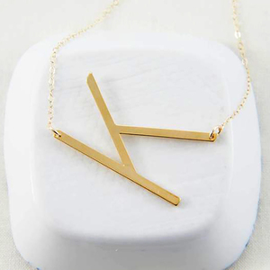 Colgante de plata de ley 2021 con letra inicial de oro de 14K para mujer, collares, 925 - Product Image 2