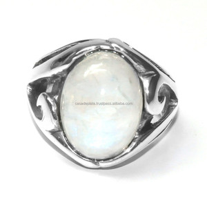 Arco Iris piedra lunar 925 plata esterlina anillo de lujo hecho a mano hermoso diseño para boda y fiesta estilo romántico - Product Image 1