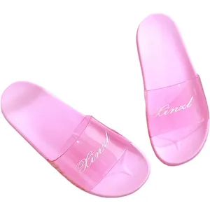 Sandálias de verão femininas com design personalizado, sandálias transparentes de eva com marca, para mulheres, 2021