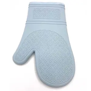 Silikon Tahan Panas Oven Mitt Ekstra Panjang Berlapis Lapisan Kapas Oven Mitt Non-Slip Berkualitas Tinggi Sarung Tangan