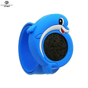 Cute Animal Dolphin Calm Lava Stone Essential Oil Diffuser Silicone Slap Bracelet