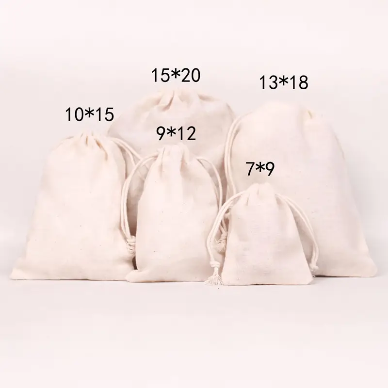 Linen Eco Drawstring Piping Waterproof Small Drawstring Reusable Cotton Bags