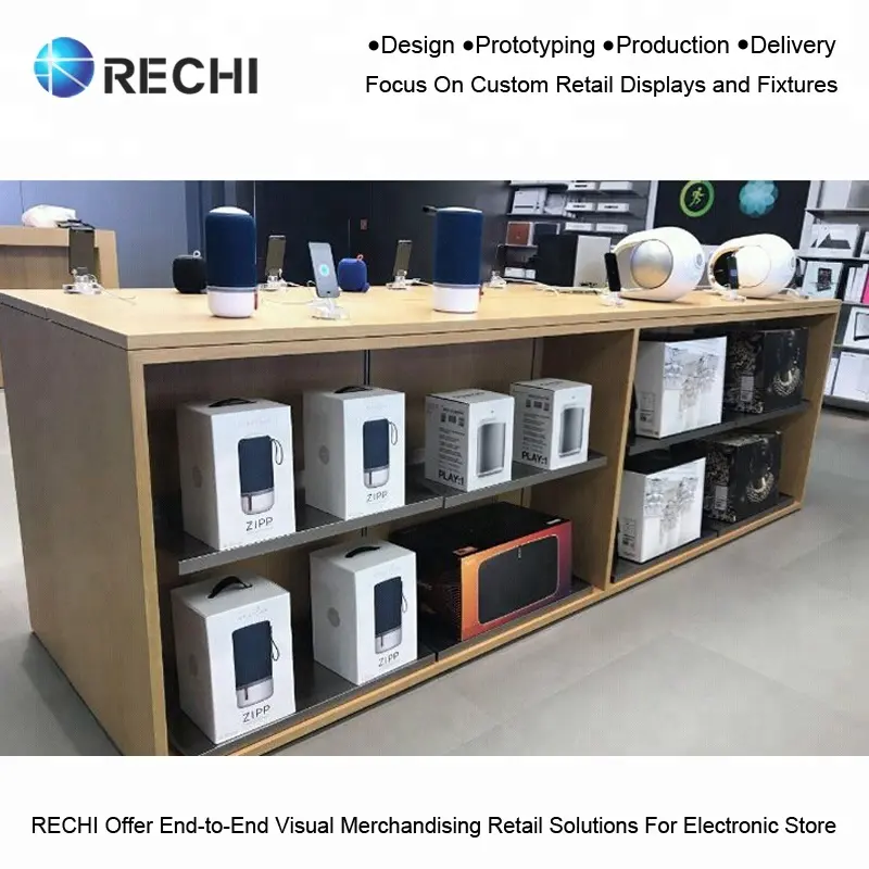 RECHI — compteur d'affichage de produits électroniques/Audio personnalisés, avec accessoires sous-table, rangement dans magasin de téléphones portables