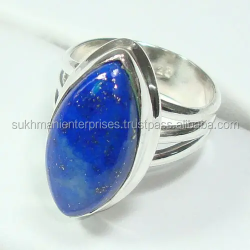 Biru lapis lazuli 925 cincin perak murni Satu Batu musim gugur musim dingin koleksi nikel gratis timah perhiasan terlaris