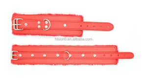 Flirting High Quality Soft Fur Handcuffs Red Leather <strong>Restraint</strong> Ankle <strong>Cuffs</strong> Low Price Bondage Wrist Fetish Sexy Hands <strong>Restraint</strong> - Product Image 3