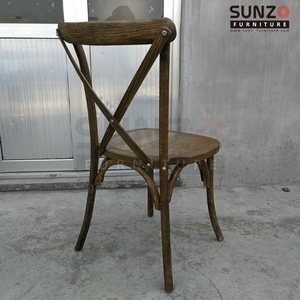 Sillas de Madera de Haya Estilo Vintage Francés con Respaldo Cruzado y Asiento Acolchado - Product Image 6