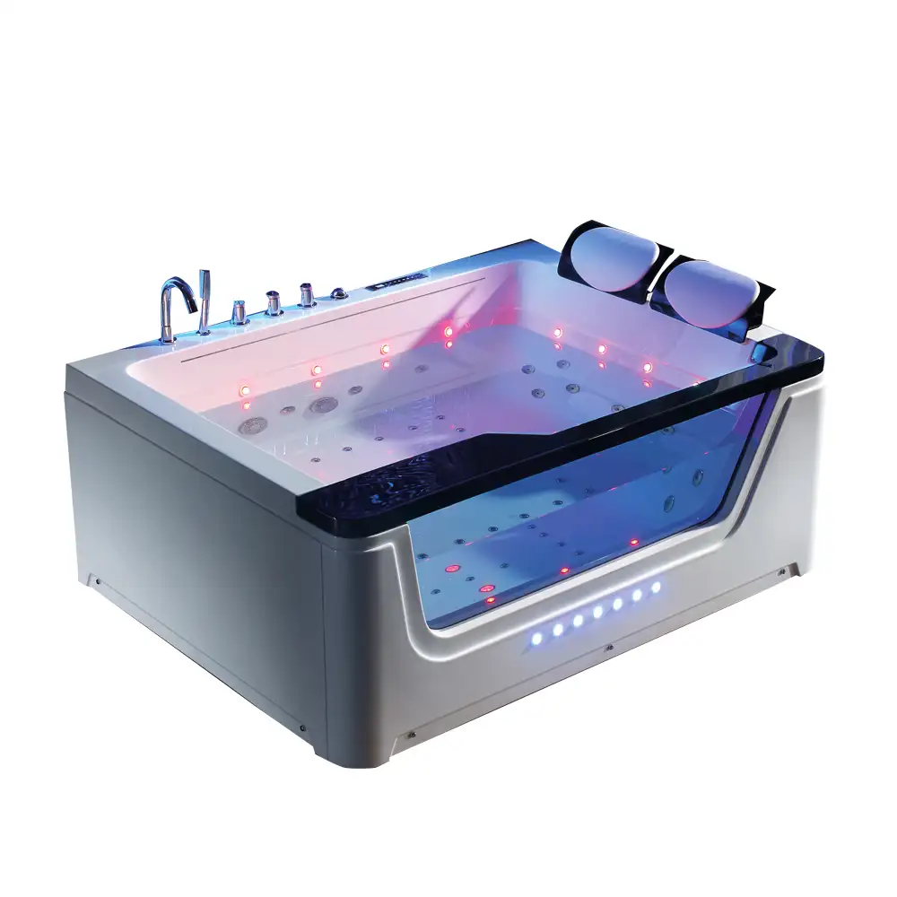 Düşük fiyat 1700mm 2 taraflı etek şeffaf cam akrilik hidrolik masaj küveti jakuzi
