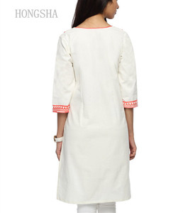 Dames Blanc Kurta Coton Imprimé Motifs HSD2288 - Product Image 3