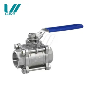 1000 wog stainless steel 3 piece socket weld ball valve with locking