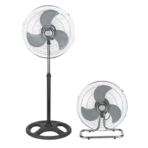 Ventilador de pie Industrial 2 en 1, 18 pulgadas, 3 aspas de Metal, soporte fuerte de viento, Base redonda de 4 agujeros, 18 pulgadas, 2 en 1