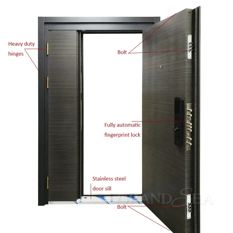 Puerta de seguridad de acero económica de alto grado, diseño japonés Simple