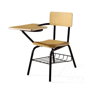 Factory supply houten klaslokaal stoelen met schrijfblok