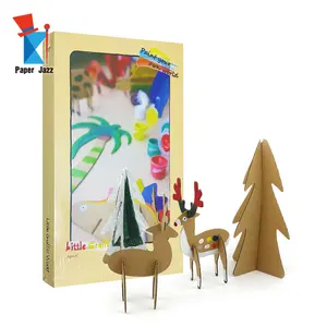 Hot Sale Custom DIY Figures For Kids Cardboard Puzzle Drawing Toys 6 Gouache Color + 1 Brush Kit Paper Jazz