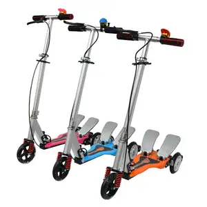 3 Three Wheels Aluminum Dual Pedal Powered Scooter