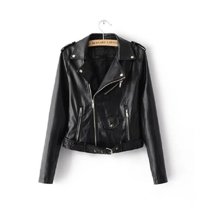Women Short Faux Soft <strong>Leather</strong> <strong>Jacket</strong> Coat Casual <strong>Long</strong> Sleeve Zipper Motorcycle PU <strong>Leather</strong> <strong>Jacket</strong> Autumn Lady Bomber <strong>Jacket</strong> - Product Image 6