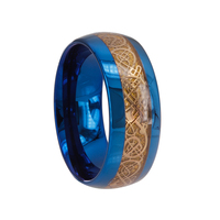 Bague de mariage pour homme en carbure de tungstène IP bleu 8 mm plaqué or, motif dragon, vente en gros SZ CHENG JEWELERS