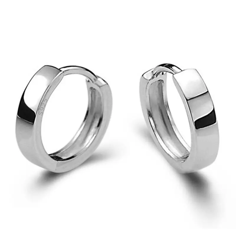 Free Simple Glossy Small Round Hoop Earring Fashion 925 Silver Hoop Ear Clasps Earrings In Silver Jewelry Boys