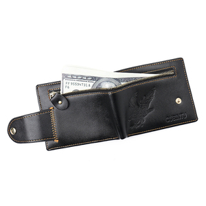 Nueva cremallera moda monedero corto cambio cartera animales impresión estudiante negro PU cuero cartera con águila en relieve - Product Image 4