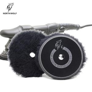 Tampon de polissage en laine noire North Wolf 6 pouces 100% laine Matériel Tampons de polissage à double action <span class=keywords><strong>pour</strong></span> polissage de voiture - Product Image 1