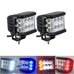 Lampe de travail à LED bicolore 72W Barre lumineuse stroboscopique pour voiture Feu antibrouillard automatique clignotant pour camion SUV ATV 4WD
