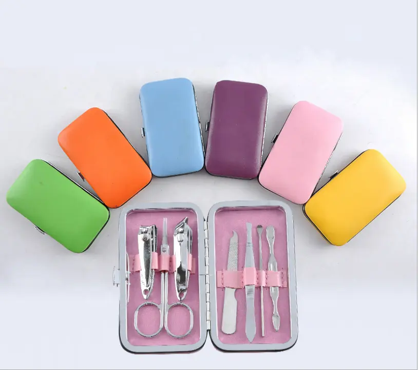 Customizable logo 7pcs nail clipper set with bag / Metal manicure pedicure tool set