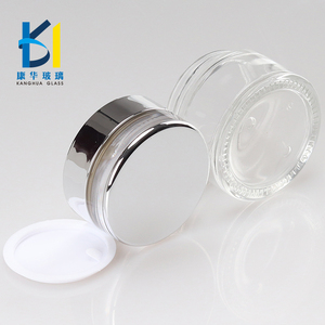 奢华银帽化妆品包装 20g 30g 50g 透明玻璃膏霜罐 - Product Image 5